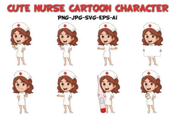 Cute Nurse Cartoon Character Clipart