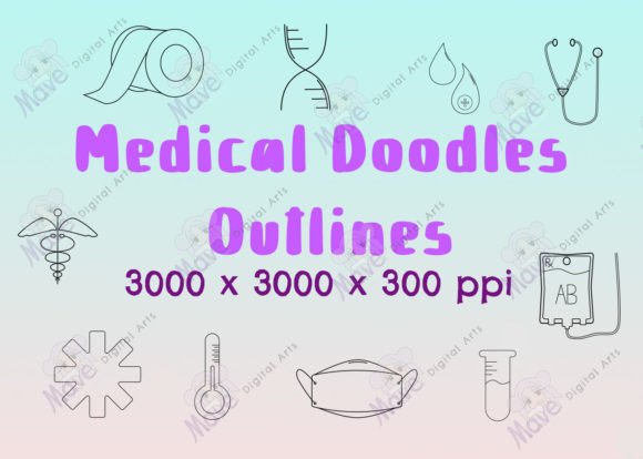 Medical Doodle Outlines Illustration