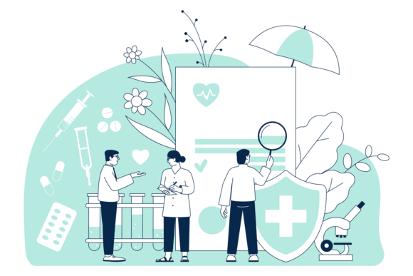 Medical Insurance Concept. Doctors Discu