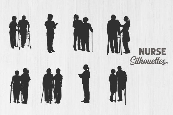 Nurse and Patient Silhouettes